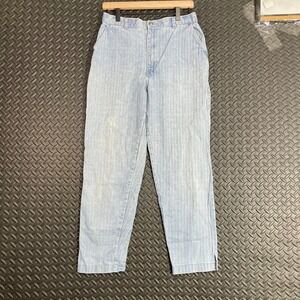 VTG 80's Pizzazz Paris Blue Pin Stripe Pink High Waisted Denim Jeans Waist Sz 29
